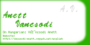 anett vancsodi business card